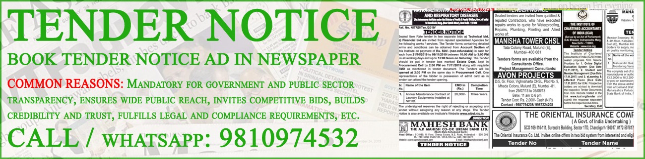 Book Tender Notice Ad in Newspaper